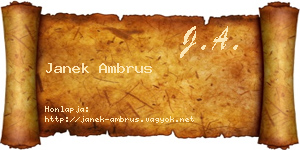 Janek Ambrus névjegykártya